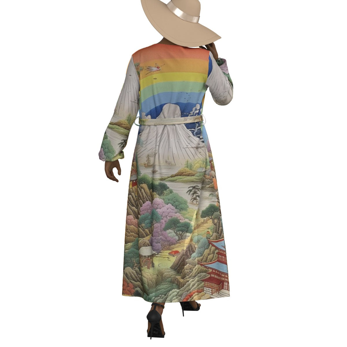 All-Over Print Women's Lace-up Chiffon Robe