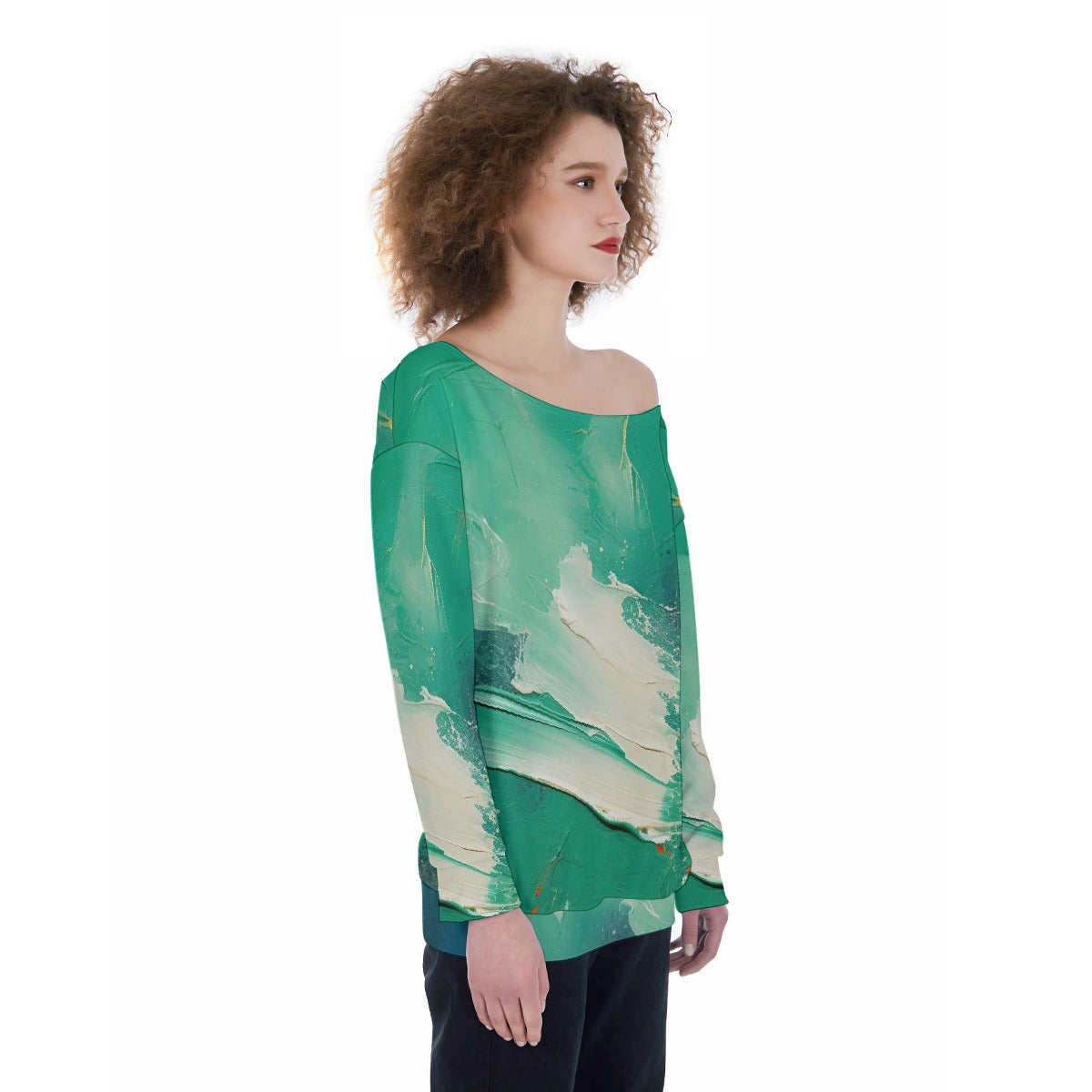 All-Over Print Oversized Women's Off-Shoulder Sweatshirt