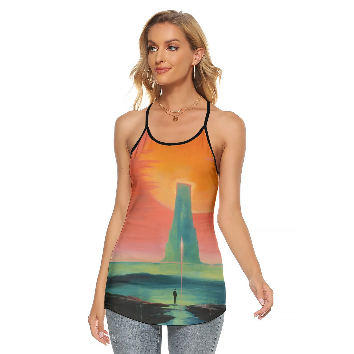 All-Over Print Women's Criss-Cross Open Back Tank Top