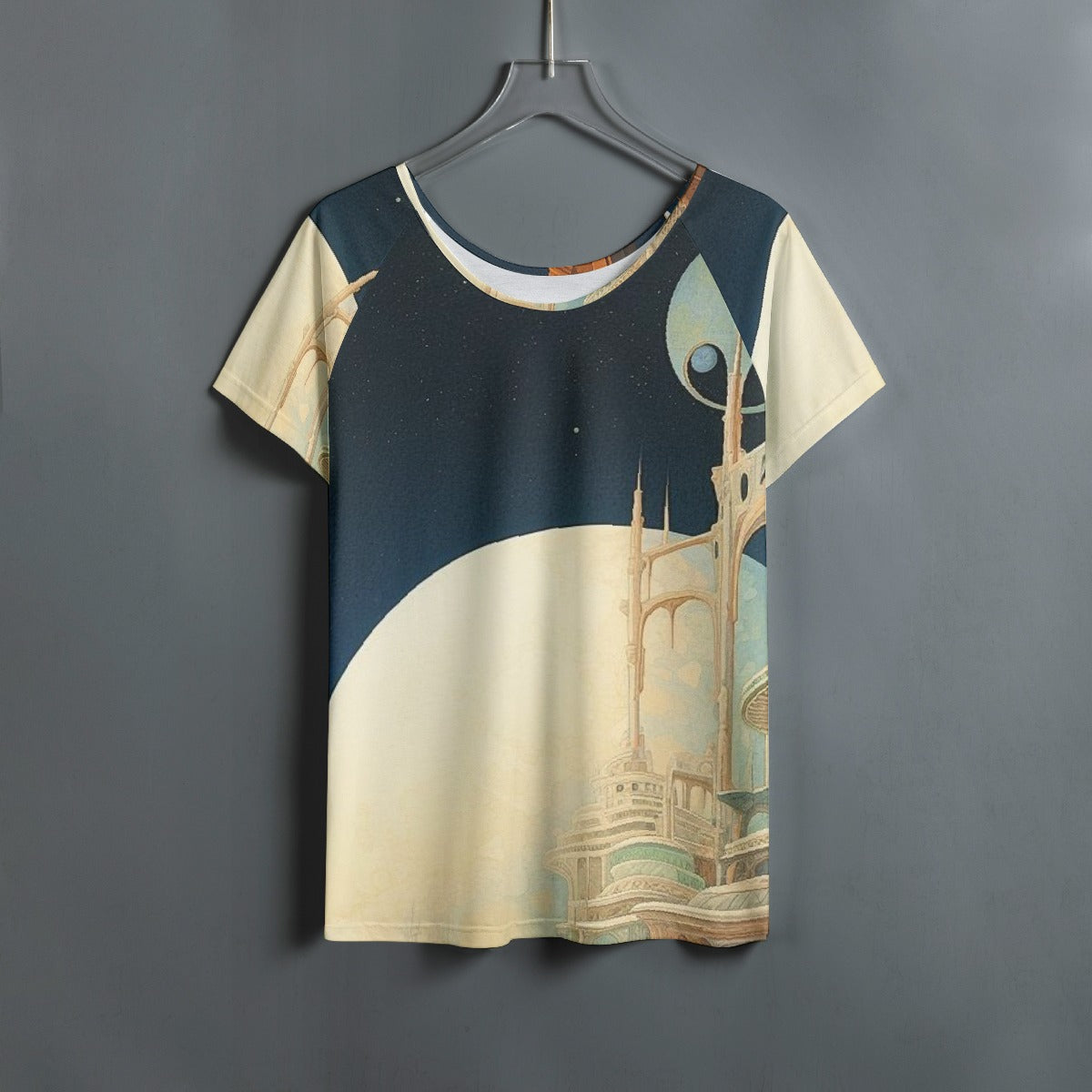 All-Over Print Women's Round Neck T-shirt With Raglan Sleeve