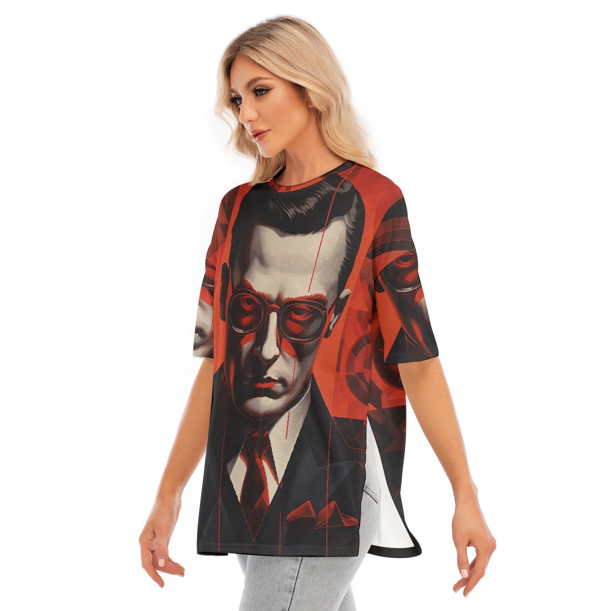 All-Over Print Women's Short Sleeves T-shirt With Hem Split