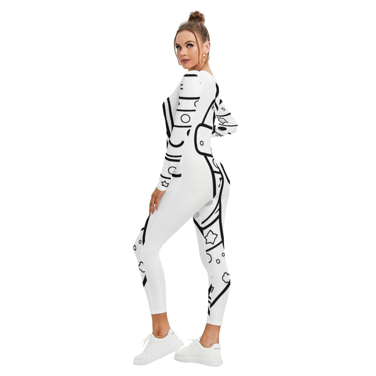 All-Over Print Women's Plunging Neck Jumpsuit
