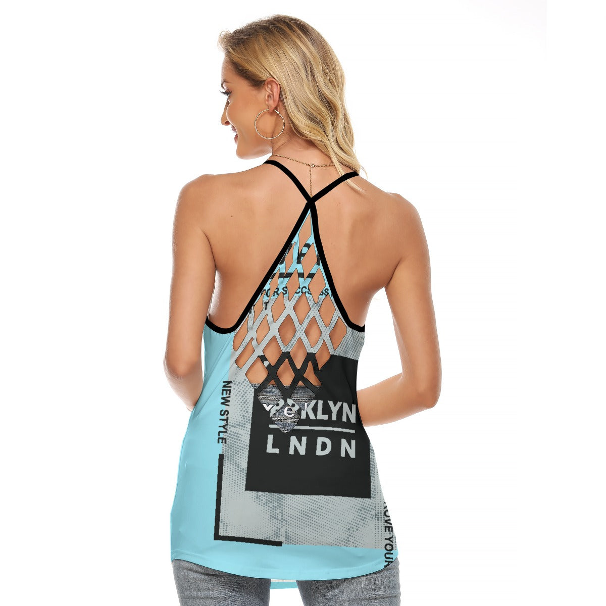 All-Over Print Women's Criss-Cross Open Back Tank Top