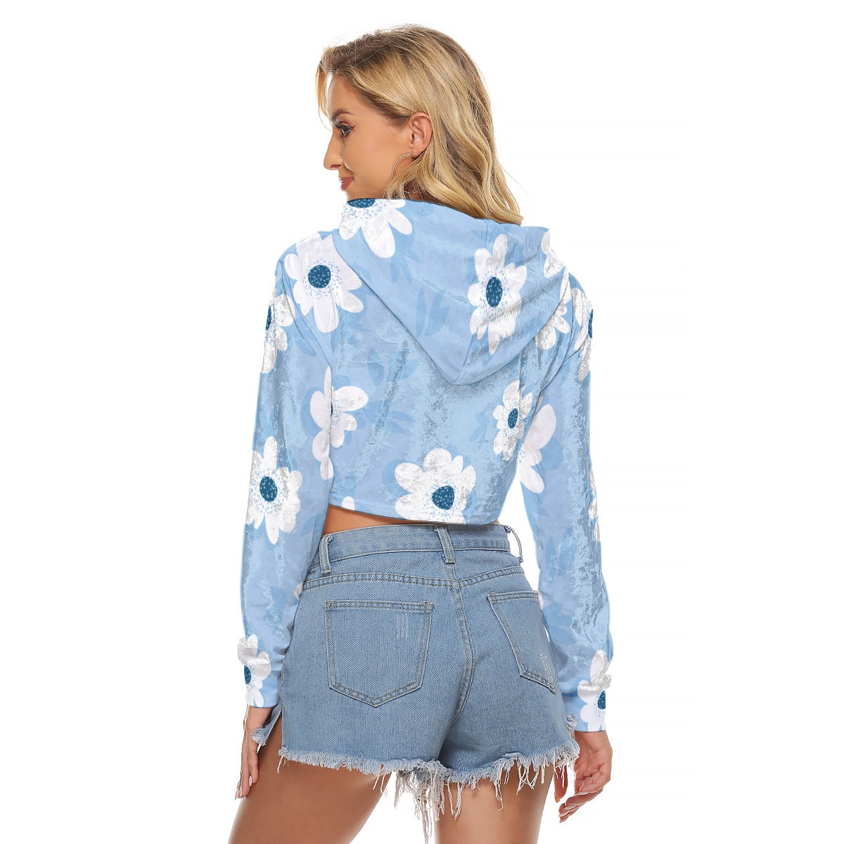 All-Over Print Women's Crop Top Hoodie|Velvet