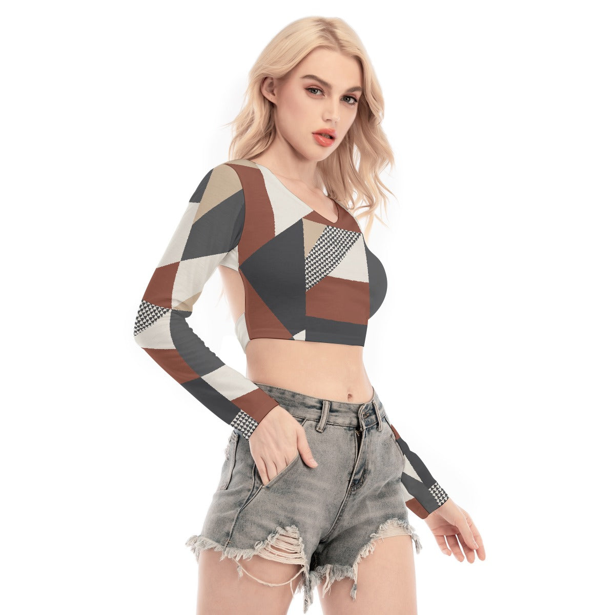 All-Over Print Women's Back Hollow T-shirt With Strap