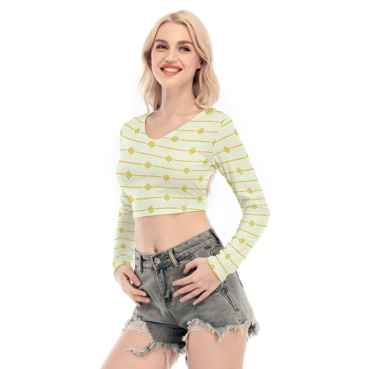 All-Over Print Women's Back Hollow T-shirt With Strap