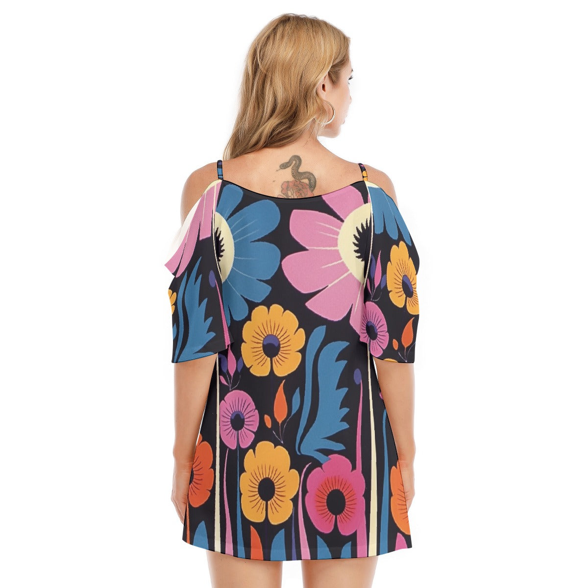 All-Over Print Women's Off-shoulder Cami Dress