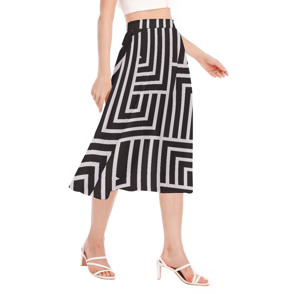 All-Over Print Women's Long Section Chiffon Skirt