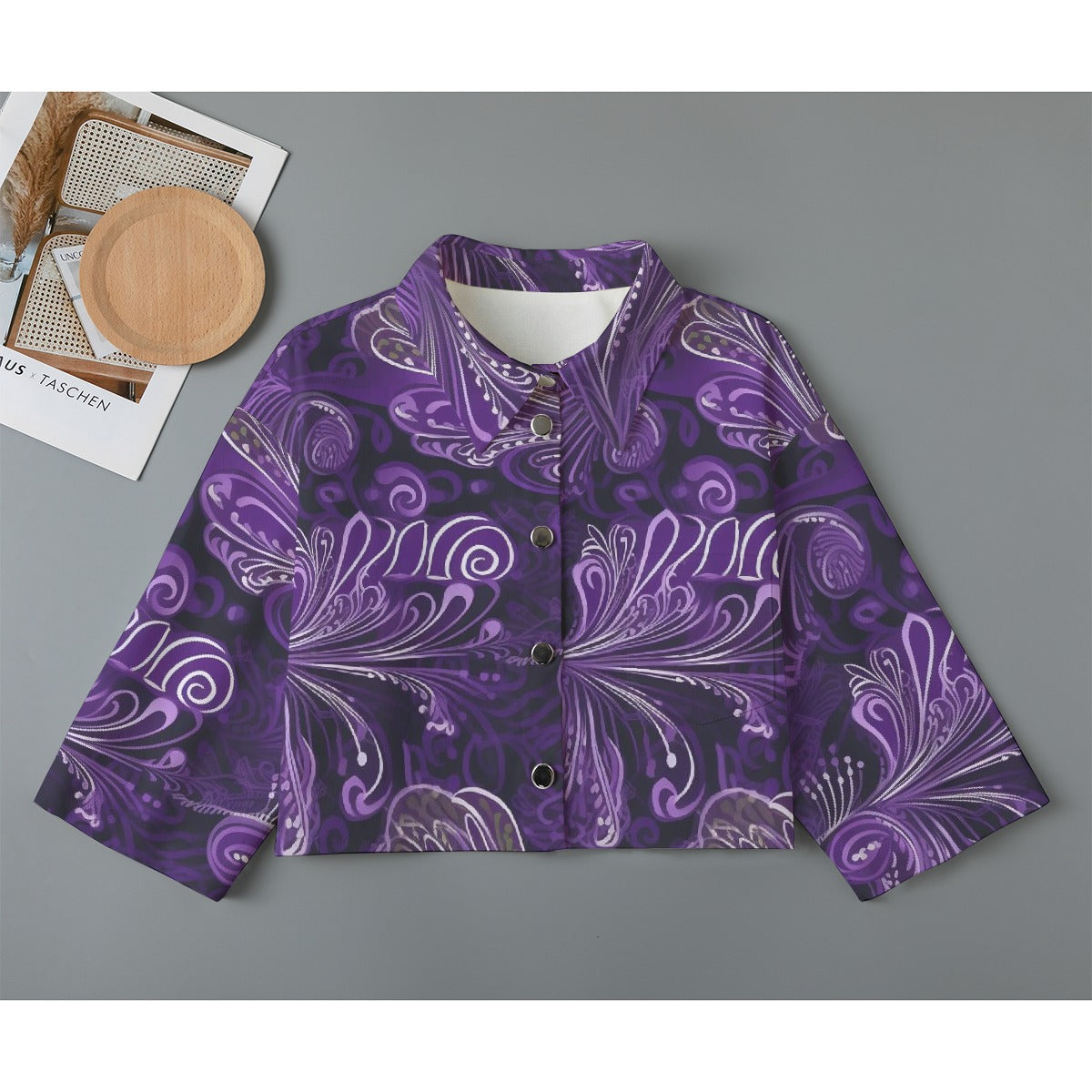 All-Over Print Women's Cropped Jacket | 245GSM Cotton