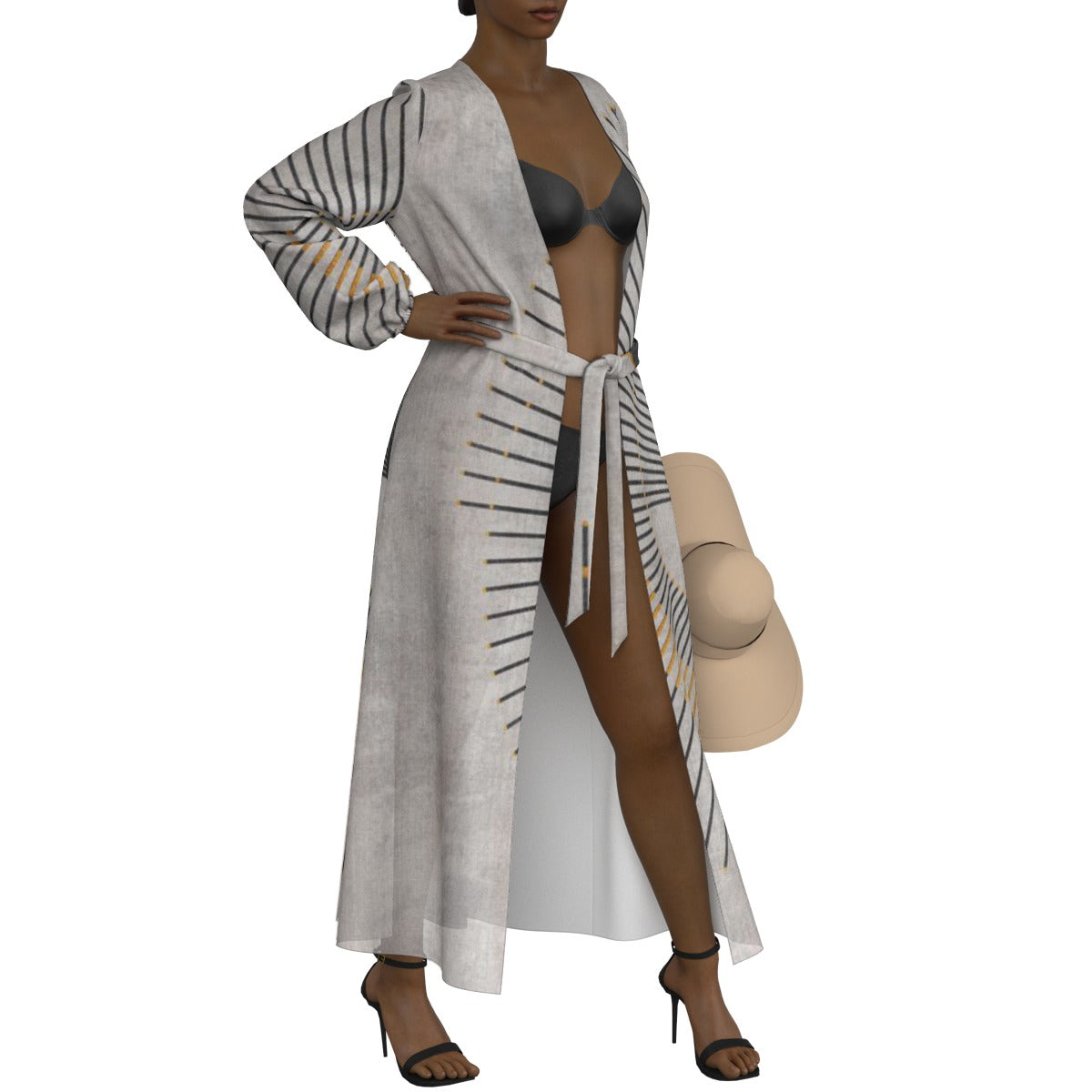 All-Over Print Women's Lace-up Chiffon Robe