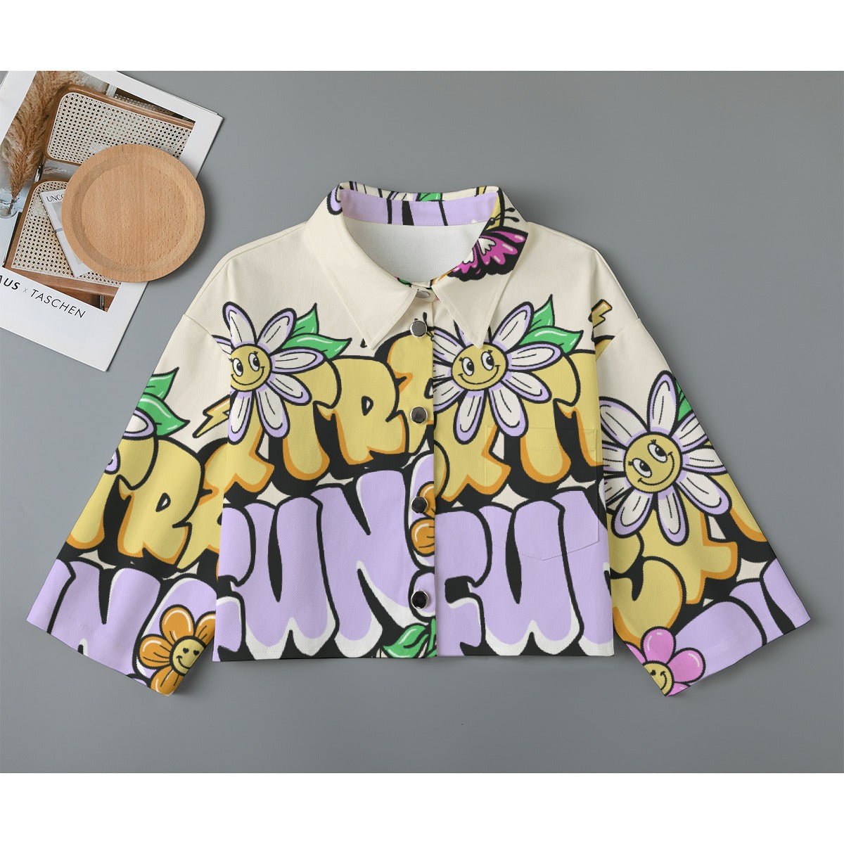 All-Over Print Women's Cropped Jacket | 245GSM Cotton