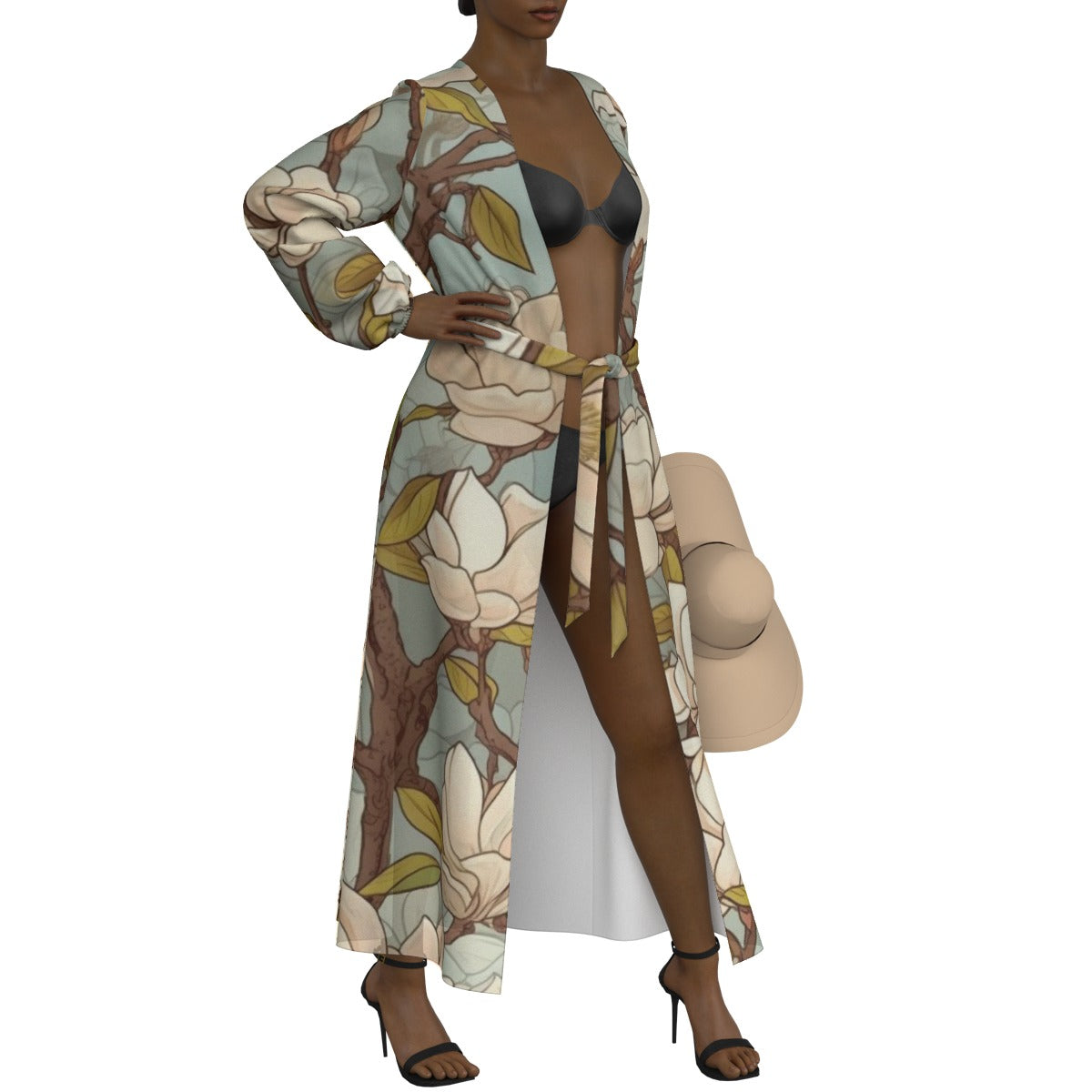 All-Over Print Women's Lace-up Chiffon Robe