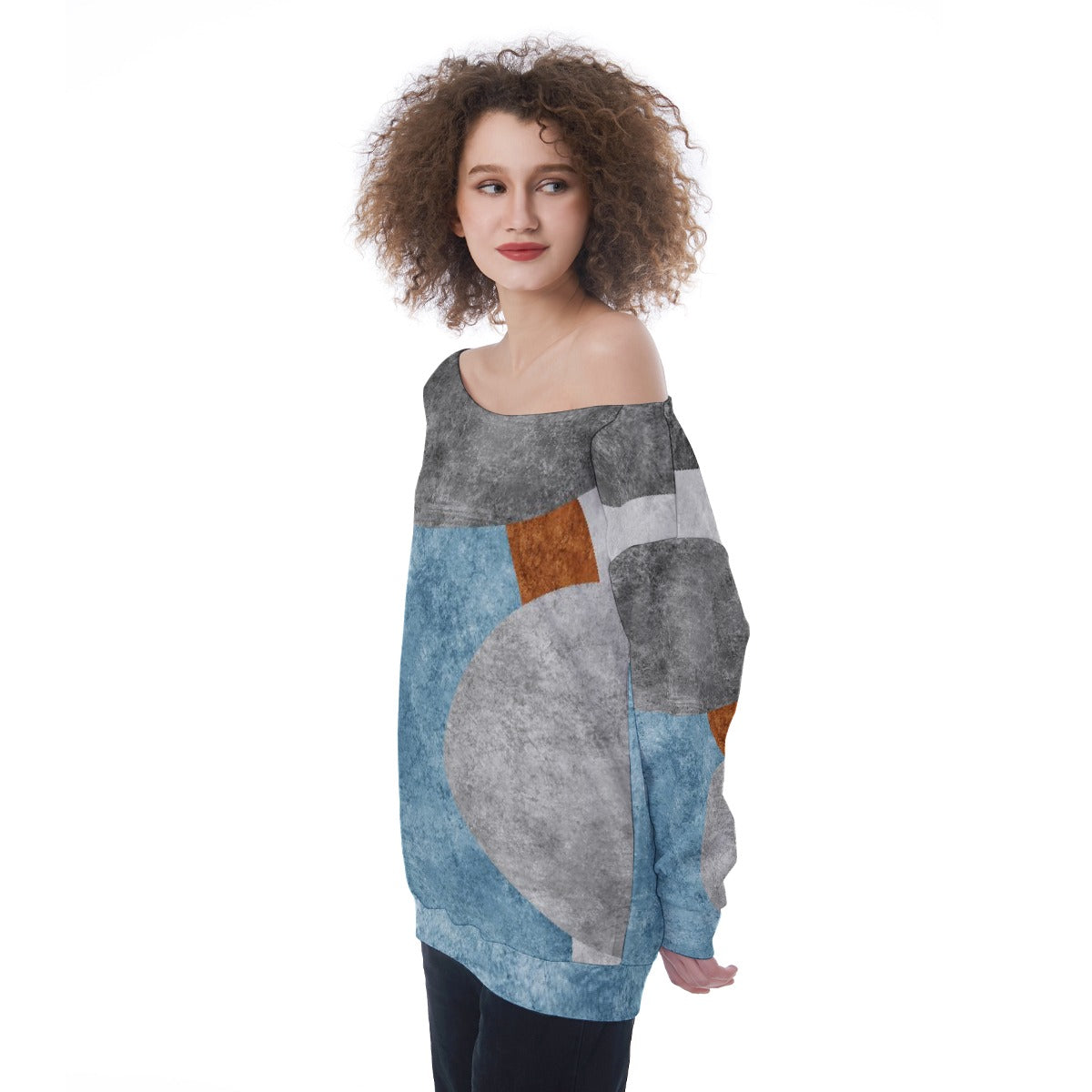 All-Over Print Oversized Women's Off-Shoulder Sweatshirt