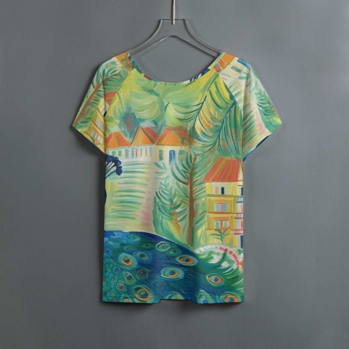 All-Over Print Women's Round Neck T-shirt With Raglan Sleeve
