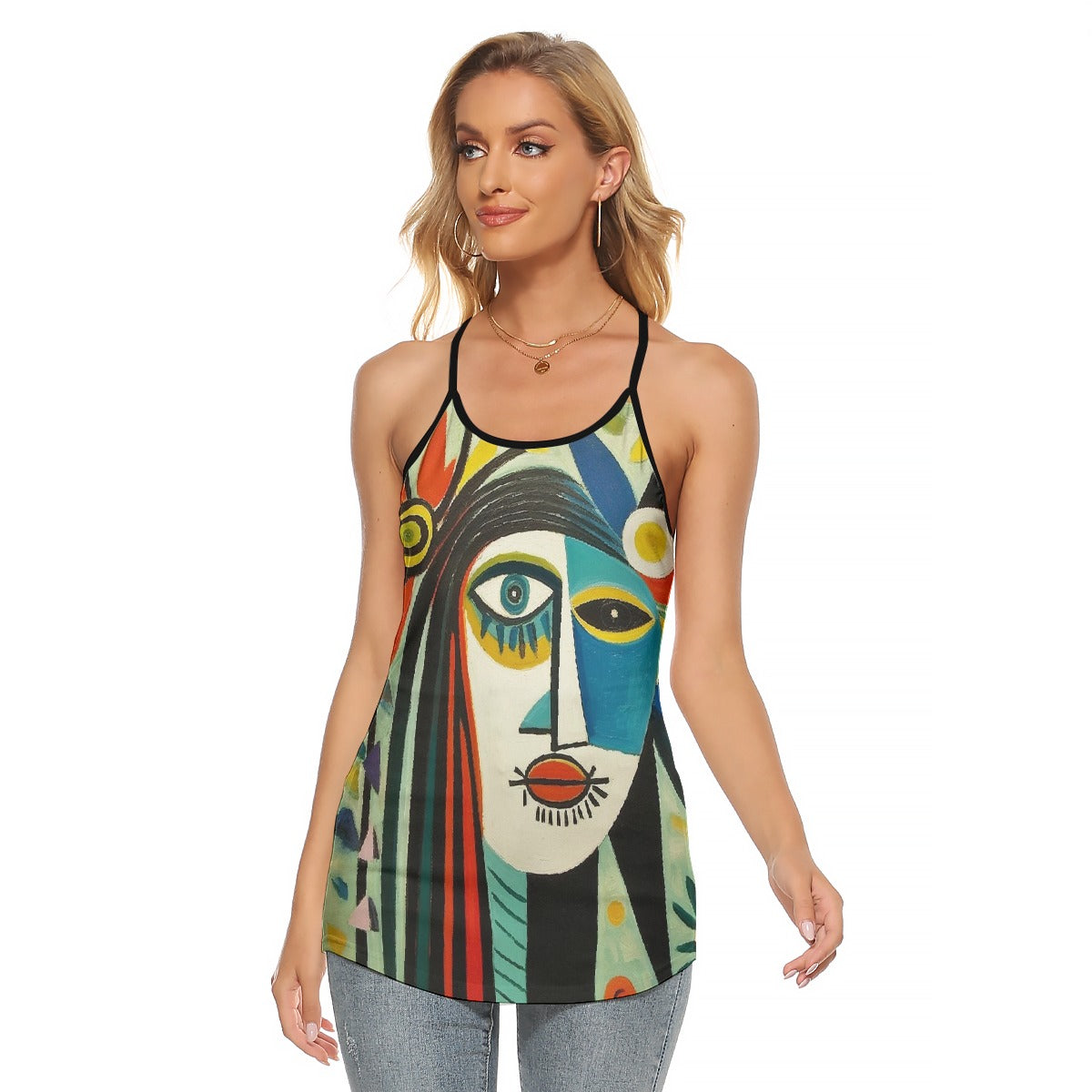 All-Over Print Women's Criss-Cross Open Back Tank Top