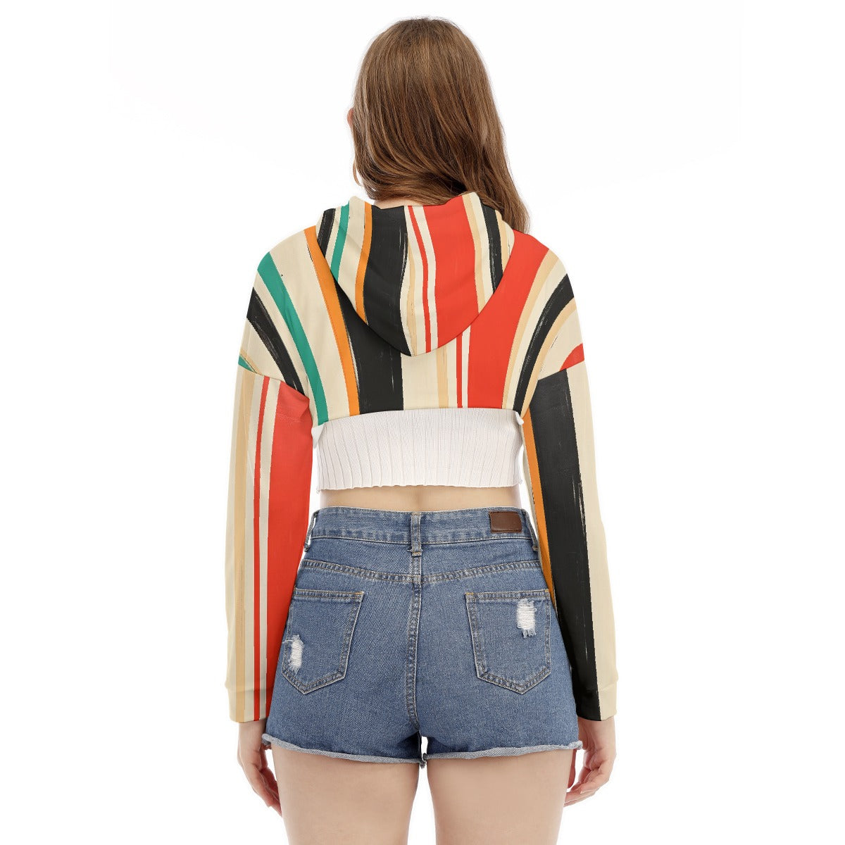 All-Over Print Women's Smock Short Hoodie With Long Sleeve
