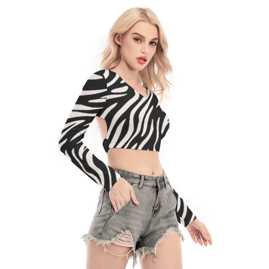 All-Over Print Women's Back Hollow T-shirt With Strap