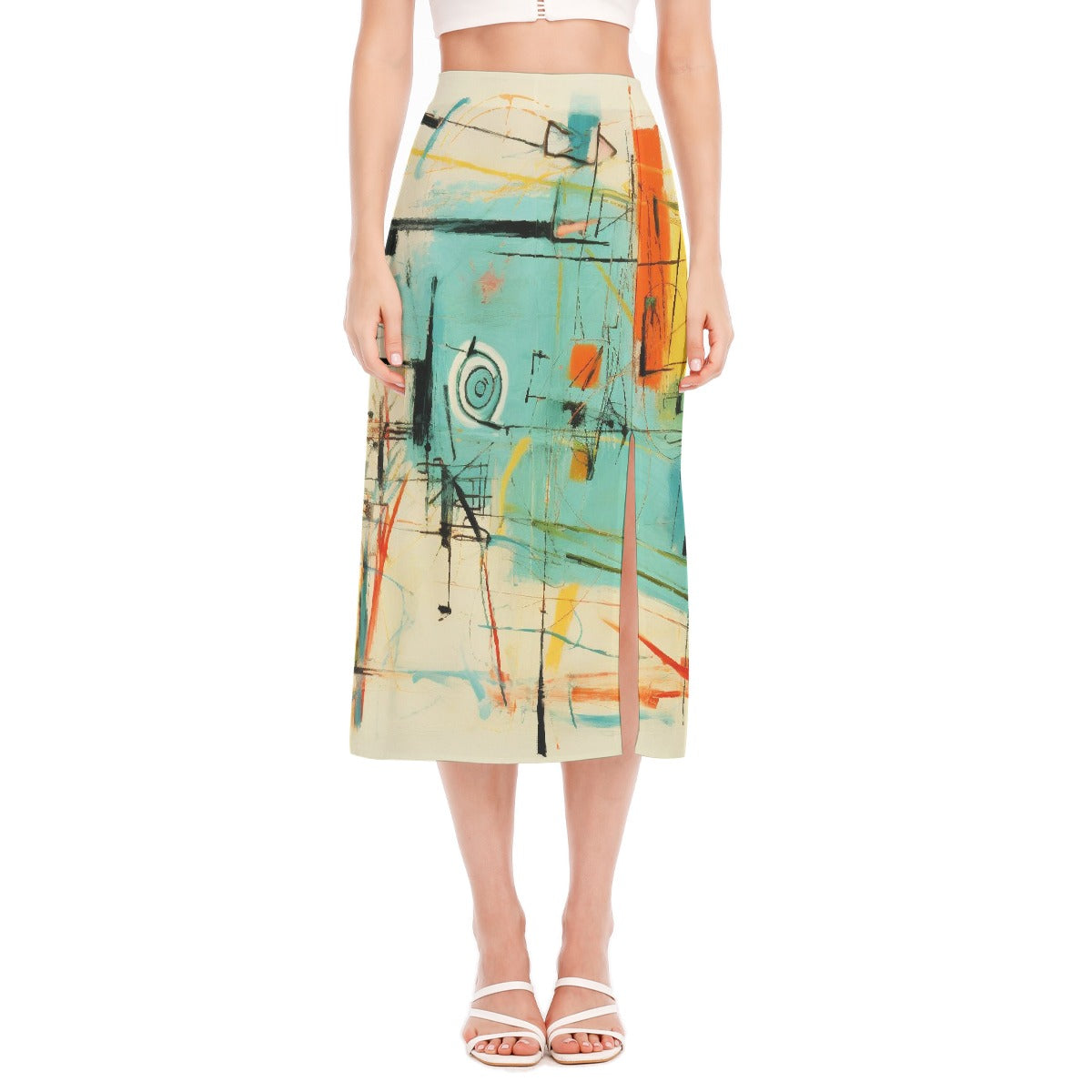 All-Over Print Women's High Slit Long Skirt