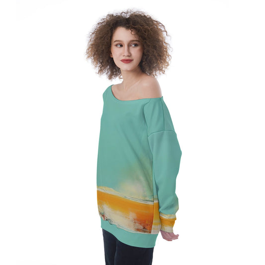 All-Over Print Oversized Women's Off-Shoulder Sweatshirt