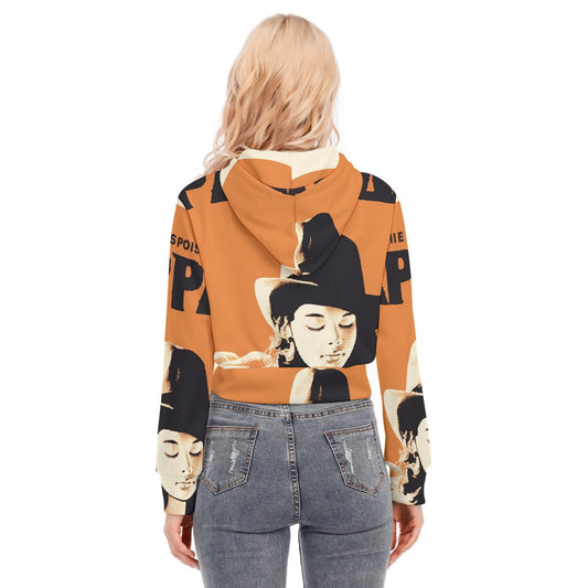All-Over Print Women's Crop Top Hoodie With Zipper Closure