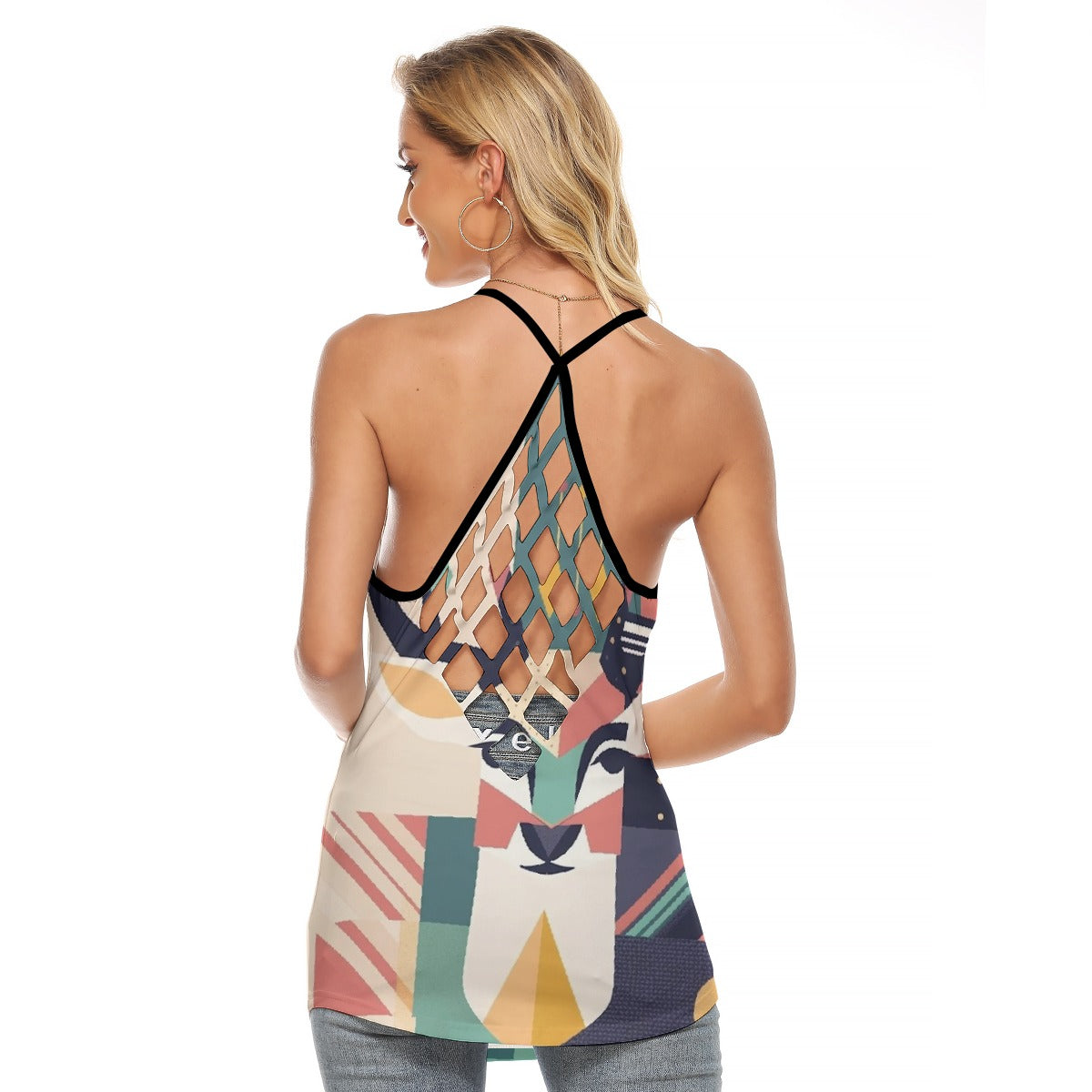 All-Over Print Women's Criss-Cross Open Back Tank Top