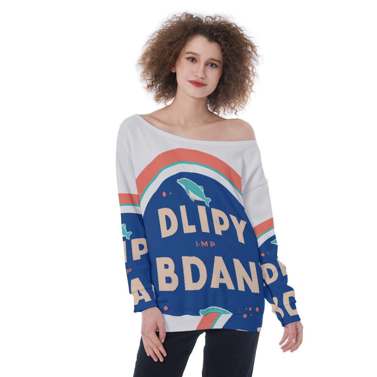 All-Over Print Oversized Women's Off-Shoulder Sweatshirt