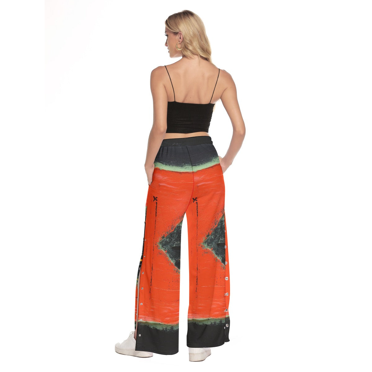 All-Over Print Women's Side Slit Snap Button Trousers