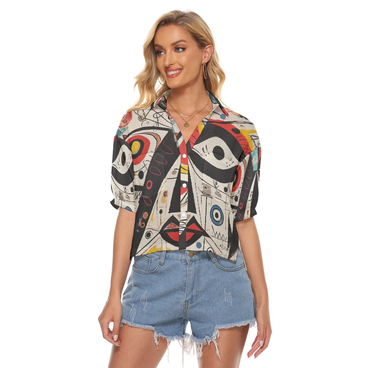 All-Over Print Women's V-neck Shirts