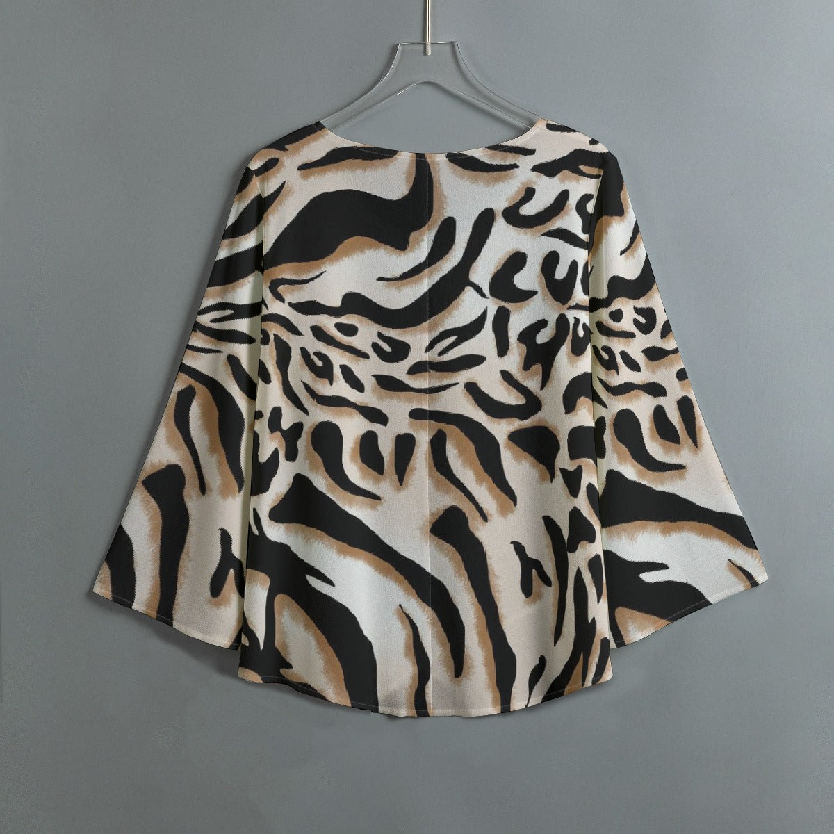 All-Over Print Women's V-neck T-shirt With Irregular Hem