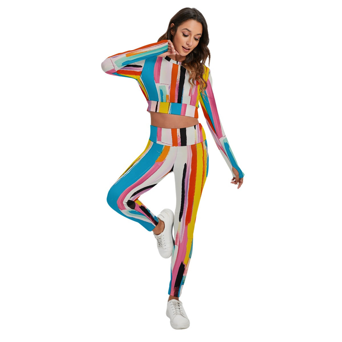 All-Over Print Women's Sport Set With Backless Top And Leggings