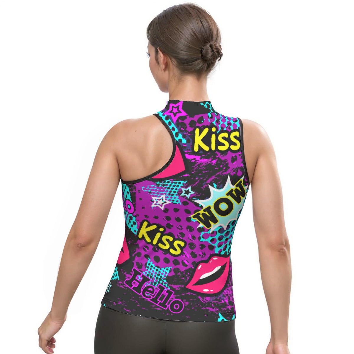All-Over Print Women's Halter Sleeveless Asymmetrical Tank Top