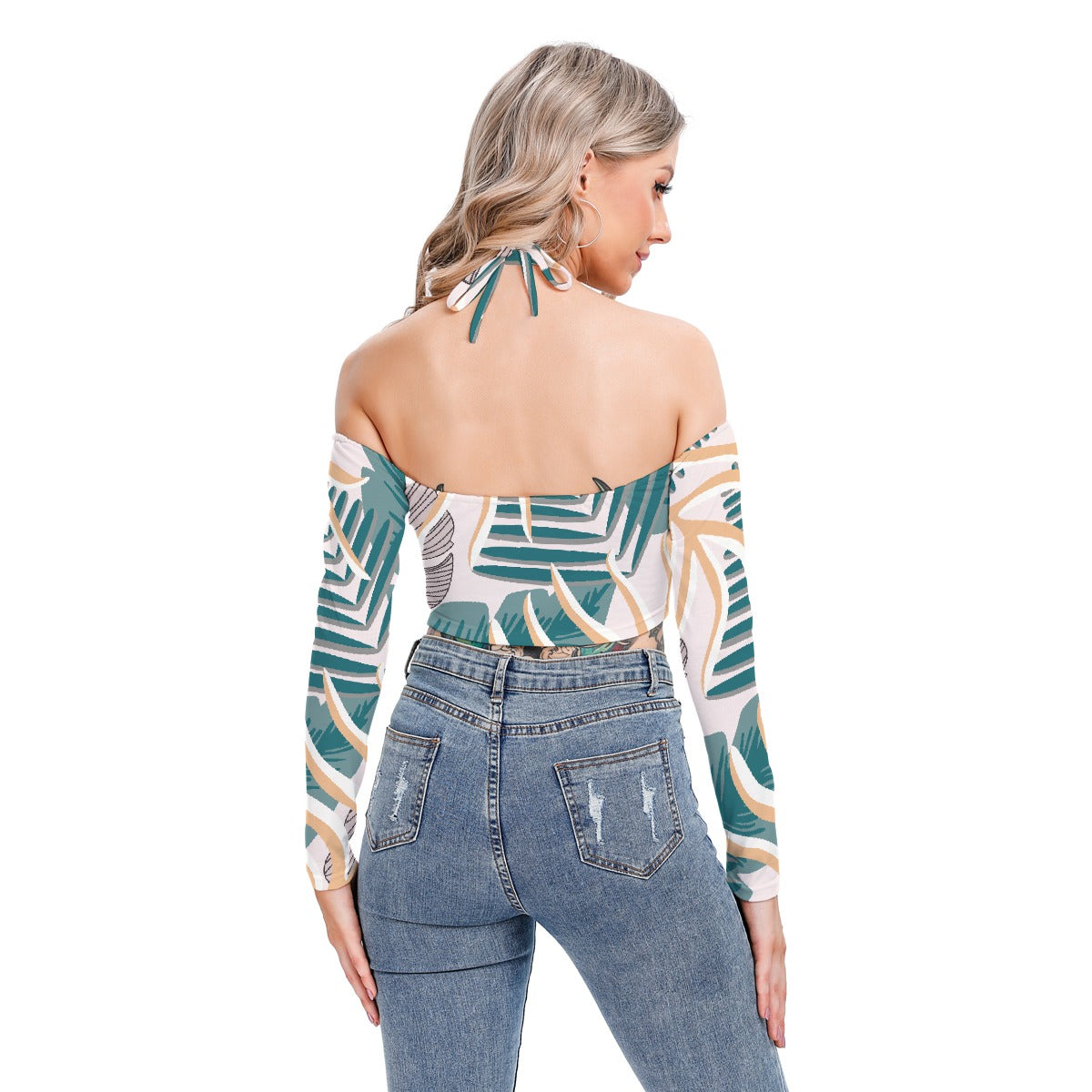 All-Over Print Women's Halter Lace-up Top
