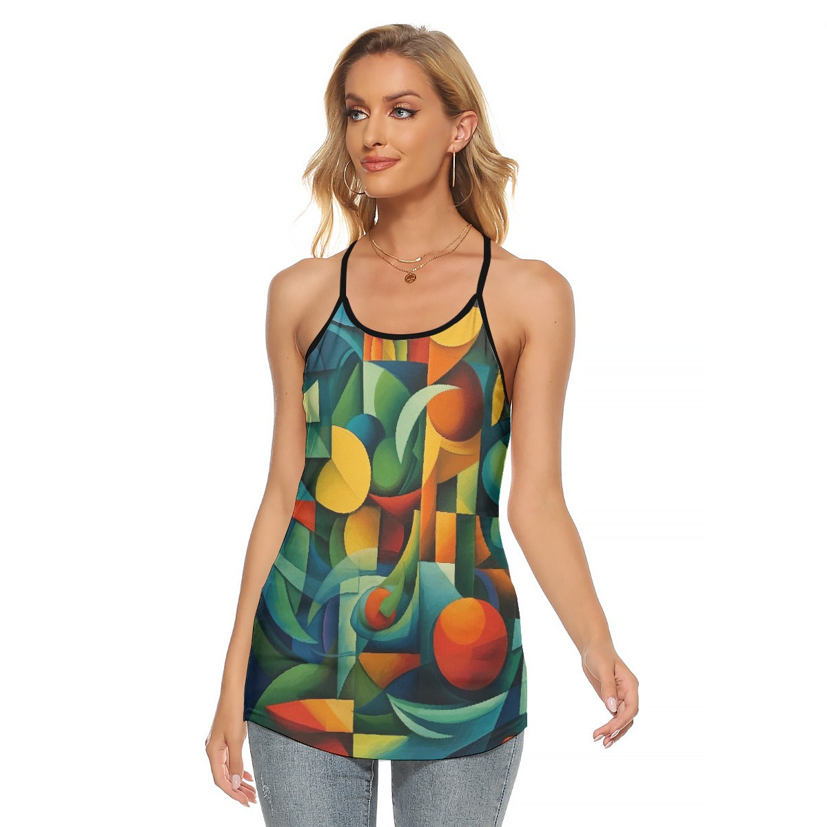 All-Over Print Women's Criss-Cross Open Back Tank Top