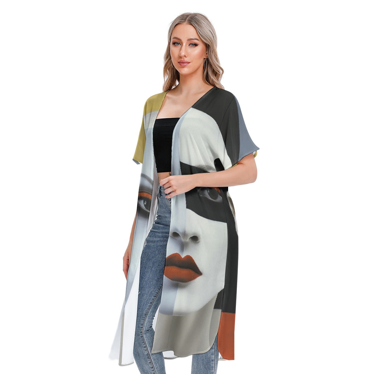 All-Over Print Women's Short Sleeve Cardigan