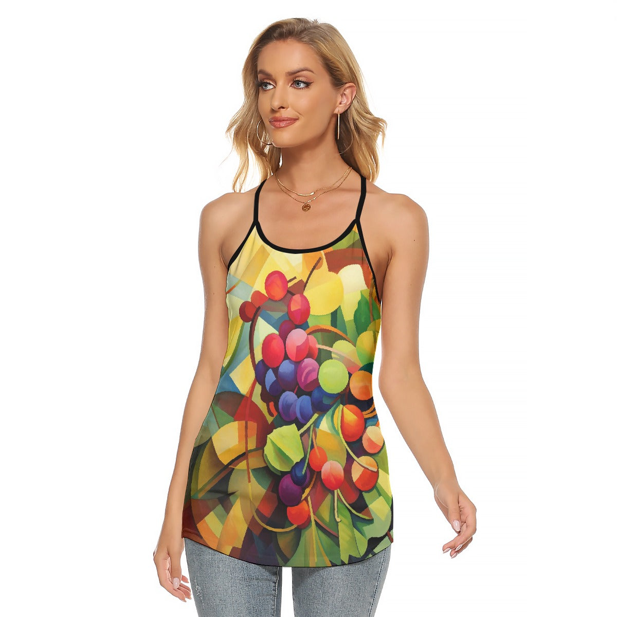 All-Over Print Women's Criss-Cross Open Back Tank Top