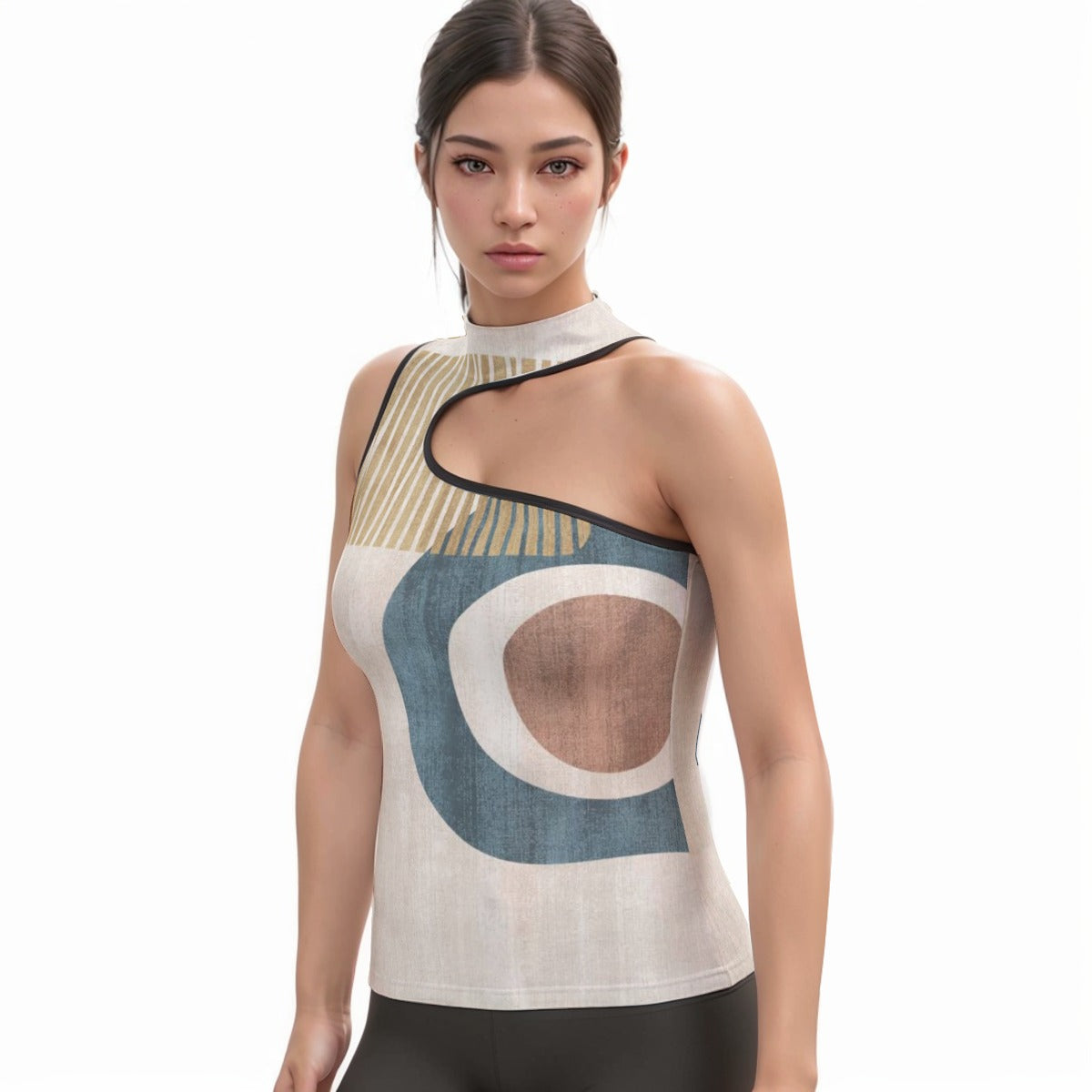 All-Over Print Women's Halter Sleeveless Asymmetrical Tank Top