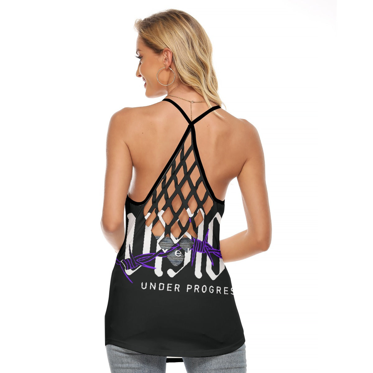 All-Over Print Women's Criss-Cross Open Back Tank Top