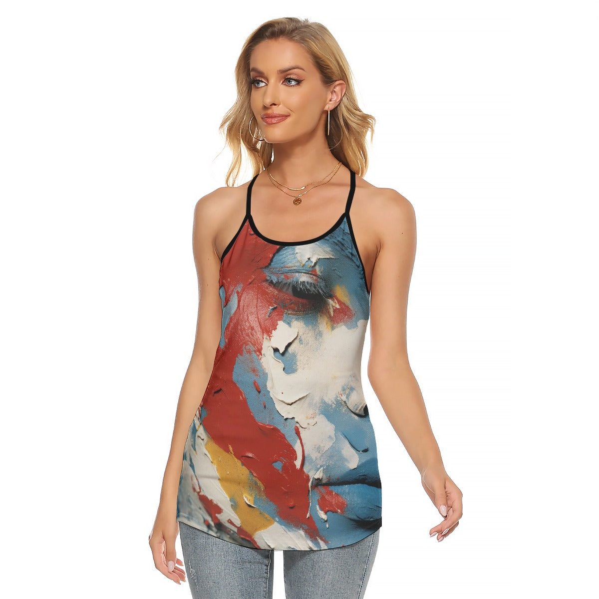 All-Over Print Women's Criss-Cross Open Back Tank Top
