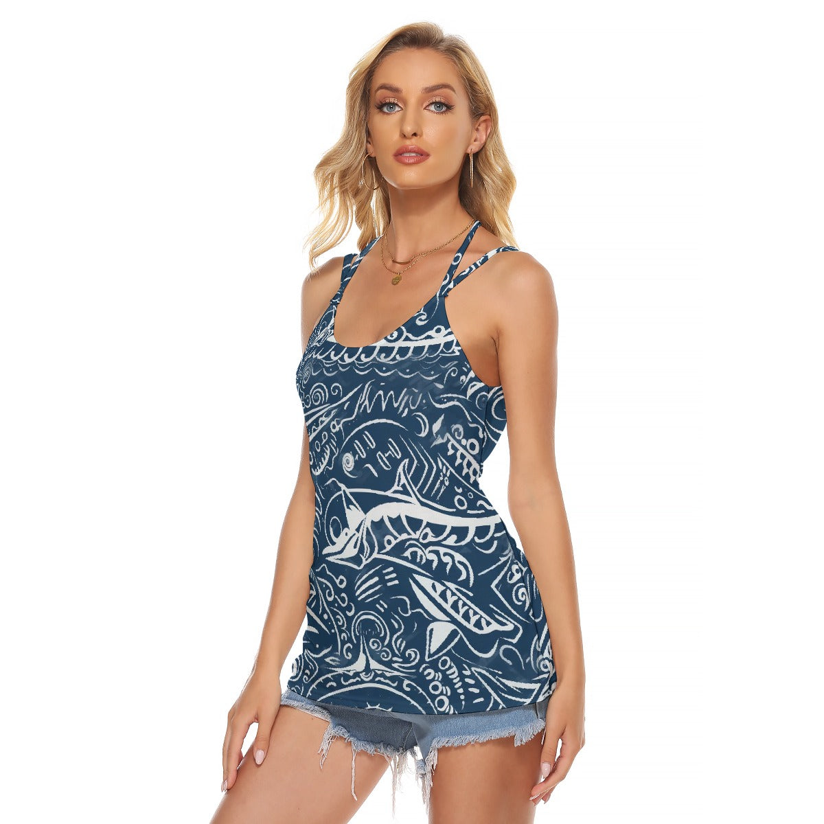 All-Over Print Women's Halter Top With Backless