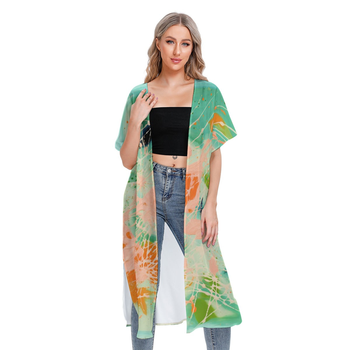 All-Over Print Women's Short Sleeve Cardigan