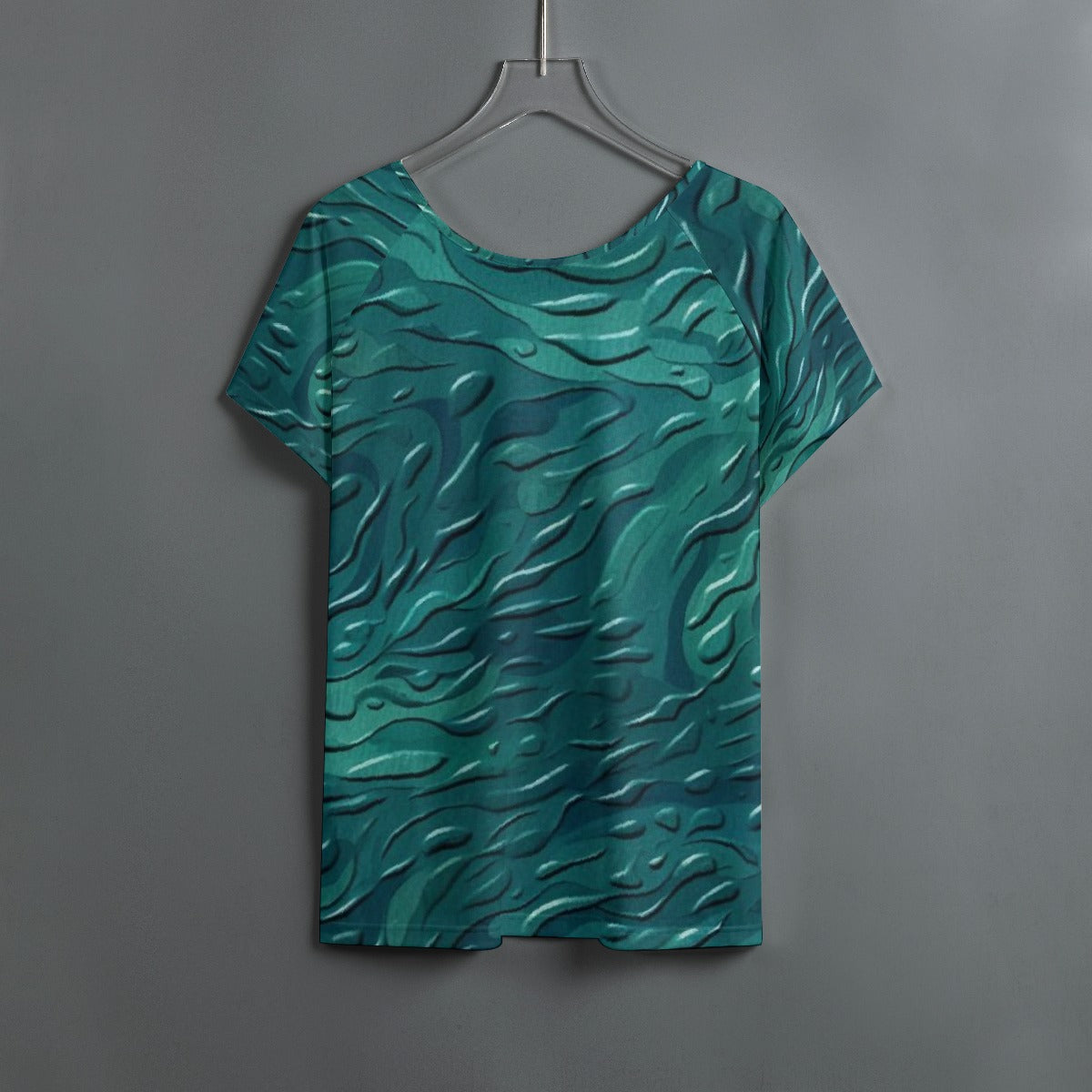 All-Over Print Women's Round Neck T-shirt With Raglan Sleeve