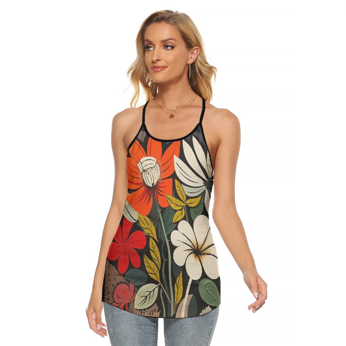 All-Over Print Women's Criss-Cross Open Back Tank Top