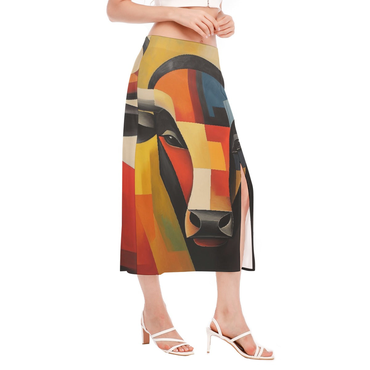 All-Over Print Women's High Slit Long Skirt