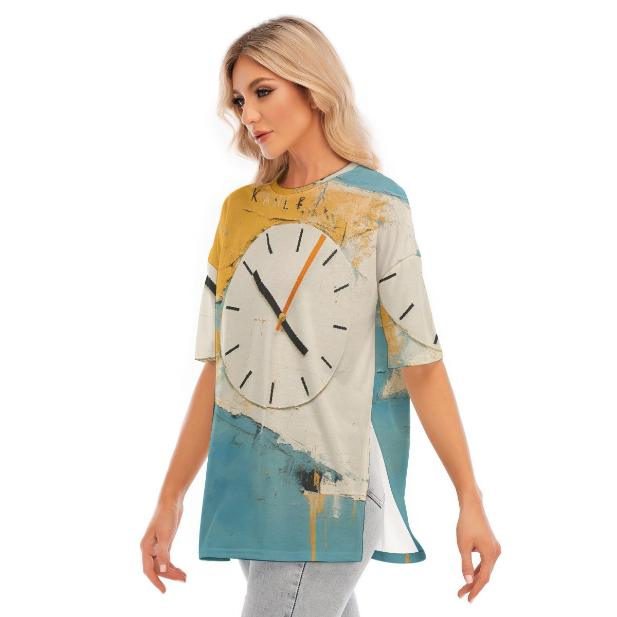 All-Over Print Women's Short Sleeves T-shirt With Hem Split