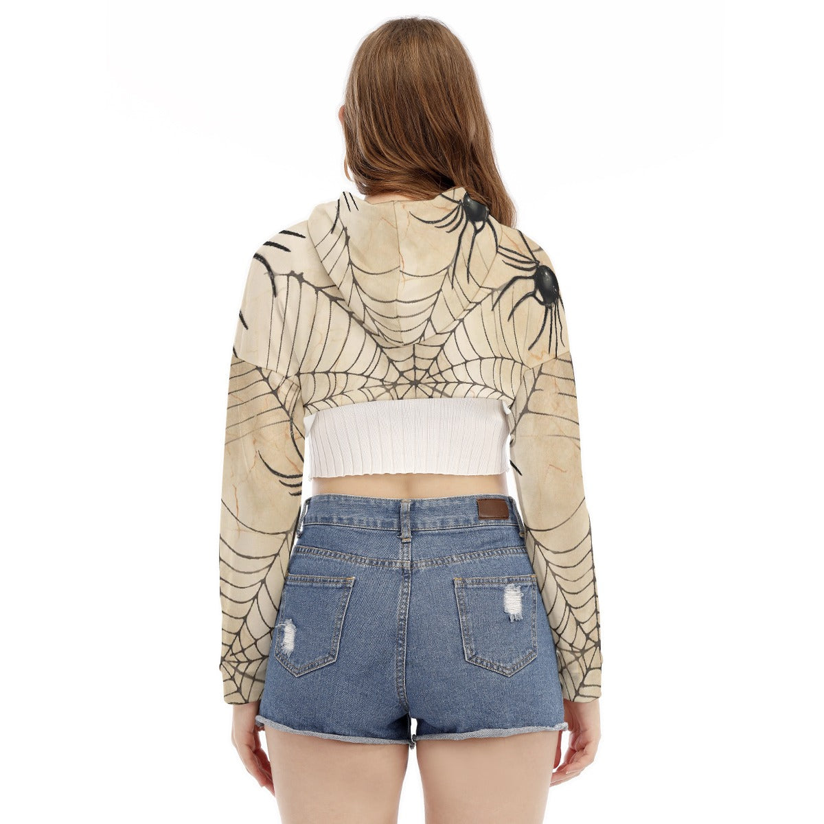All-Over Print Women's Smock Short Hoodie With Long Sleeve