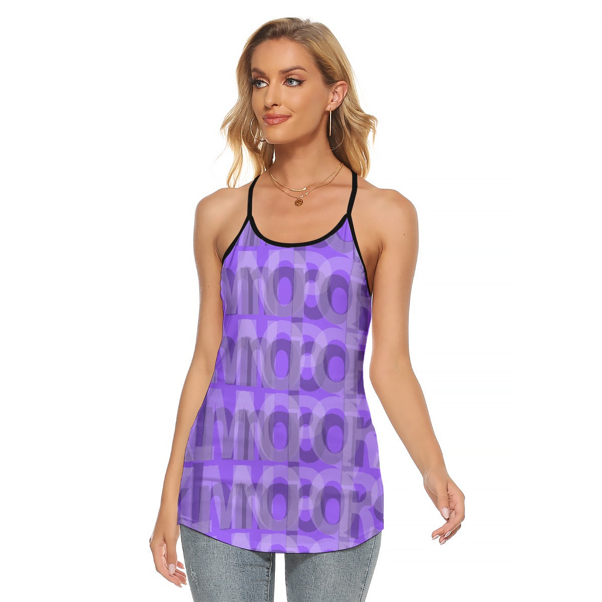 All-Over Print Women's Criss-Cross Open Back Tank Top
