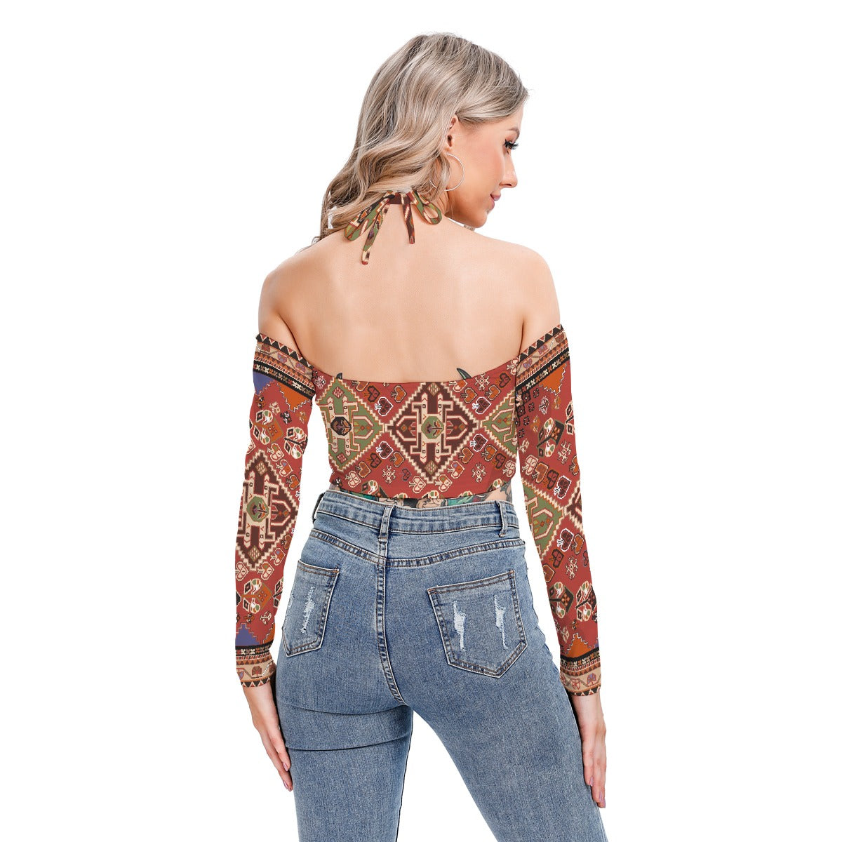 All-Over Print Women's Halter Lace-up Top