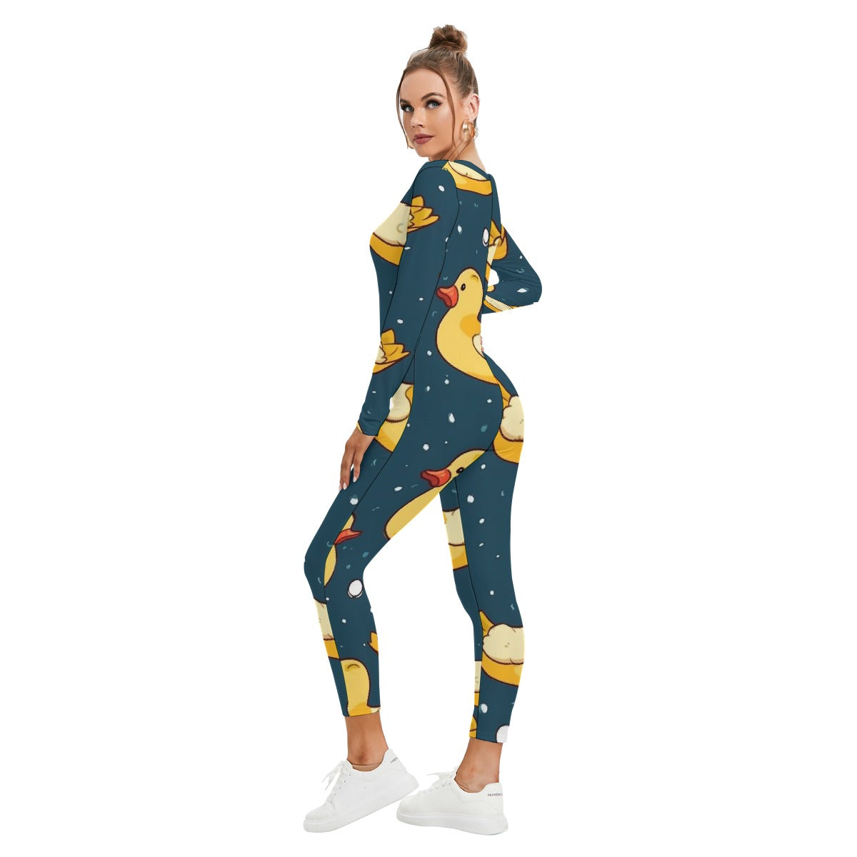 All-Over Print Women's Plunging Neck Jumpsuit