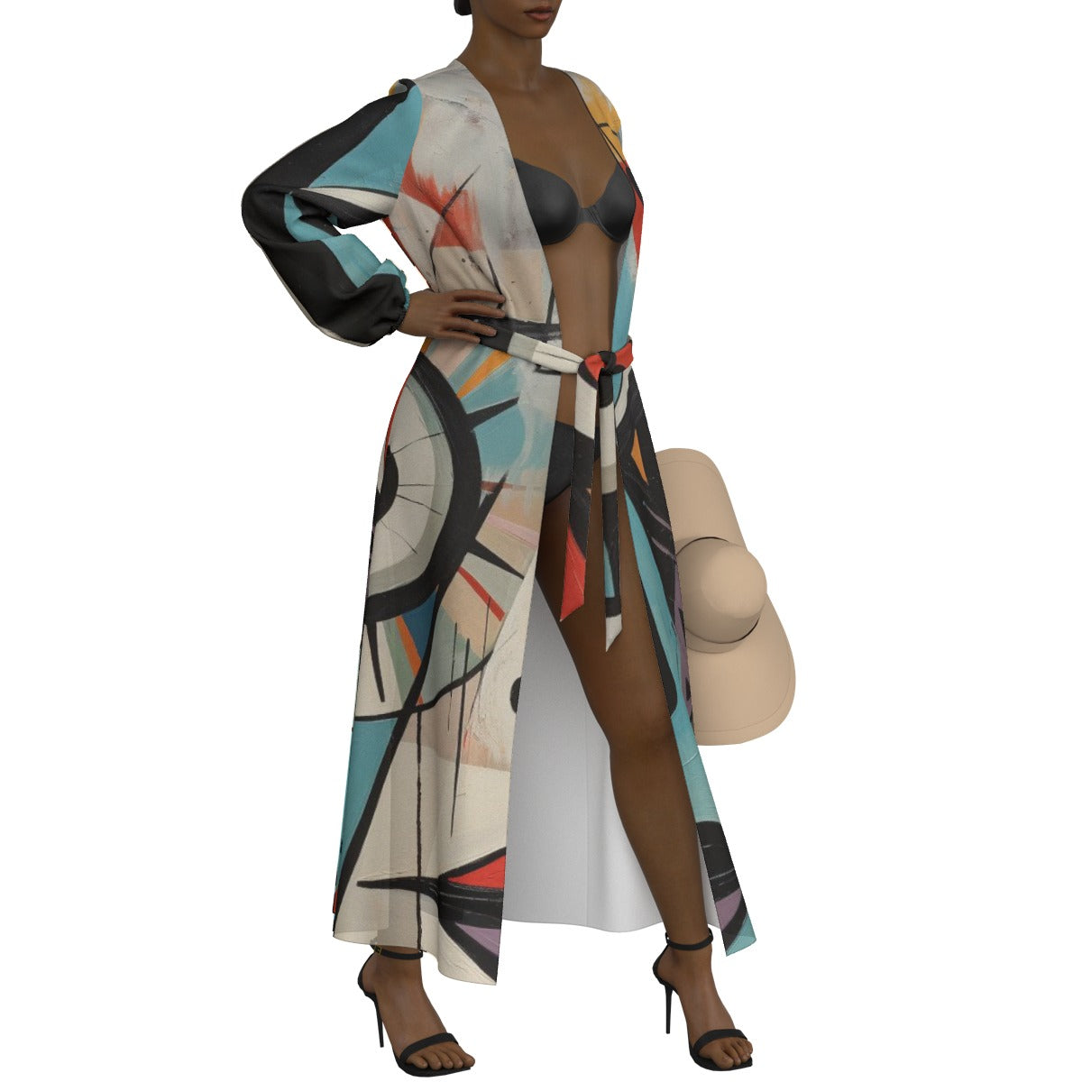 All-Over Print Women's Lace-up Chiffon Robe