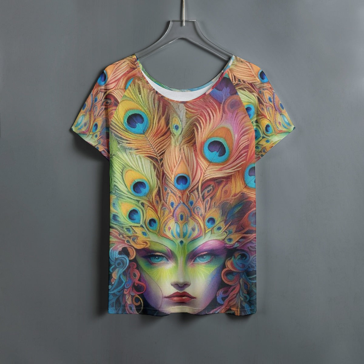 All-Over Print Women's Round Neck T-shirt With Raglan Sleeve